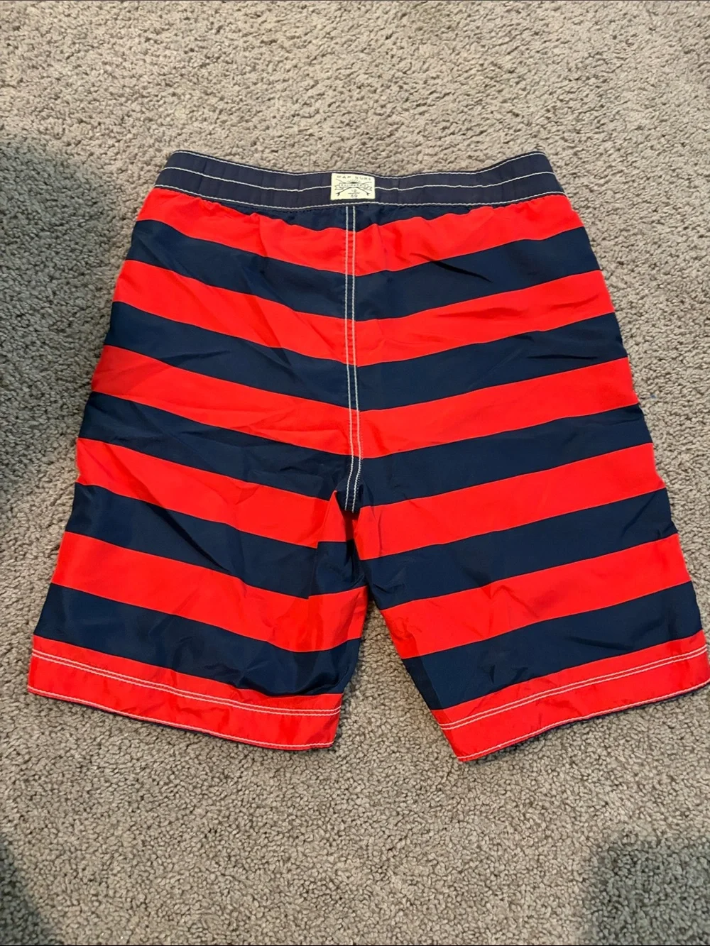 GAP Boys Red and Navy Striped Swim Shorts